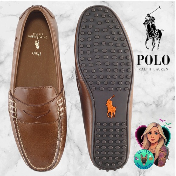 Polo Ralph Lauren Men's 11.5D Wes Smooth Leather Driver Penny Loafers Moccasin